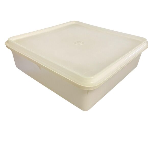 Vintage Tupperware Snack n Store Storage Container Sheer Lid 514 515 Square 9" - Picture 4 of 9